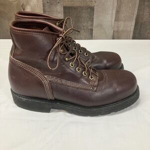 Carolina Mens 11.5 Brown Leather Steel Toe Work Boots Oil & Slip Resistant USA